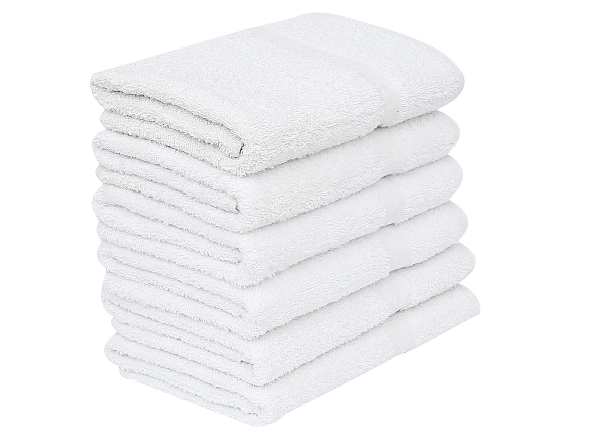 GOLD TEXTILES front pack view showing six white towels, reliable supply