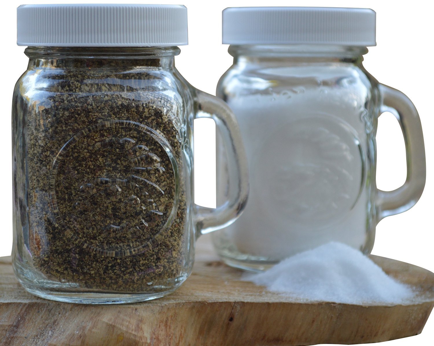 Golden Harvest clear mason jar shakers front view showing classic jar shape and easy identification