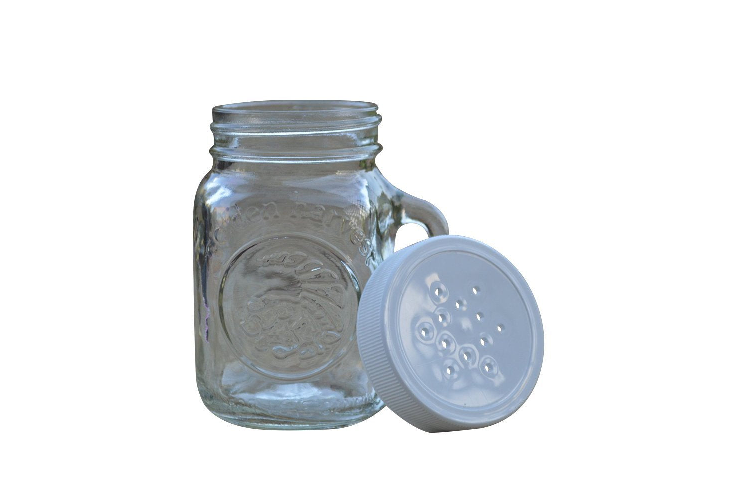 Golden Harvest jar held in hand showing 2 by 3.5 inch scale and comfortable handling