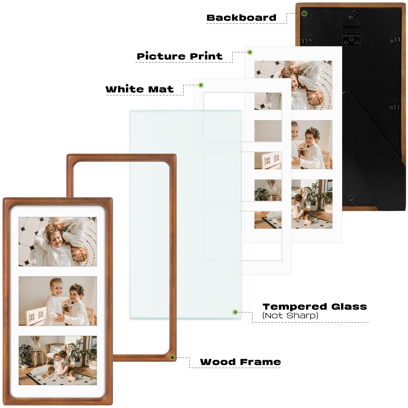Golden State Art back view with swivel tabs for easy photo changes and secure mounting