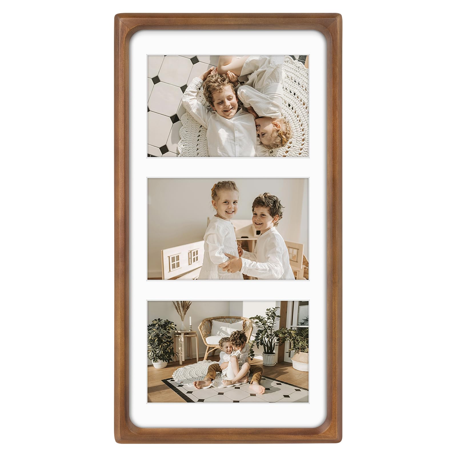 Golden State Art front view showing three-photo display and clean brown finish for elegant decor