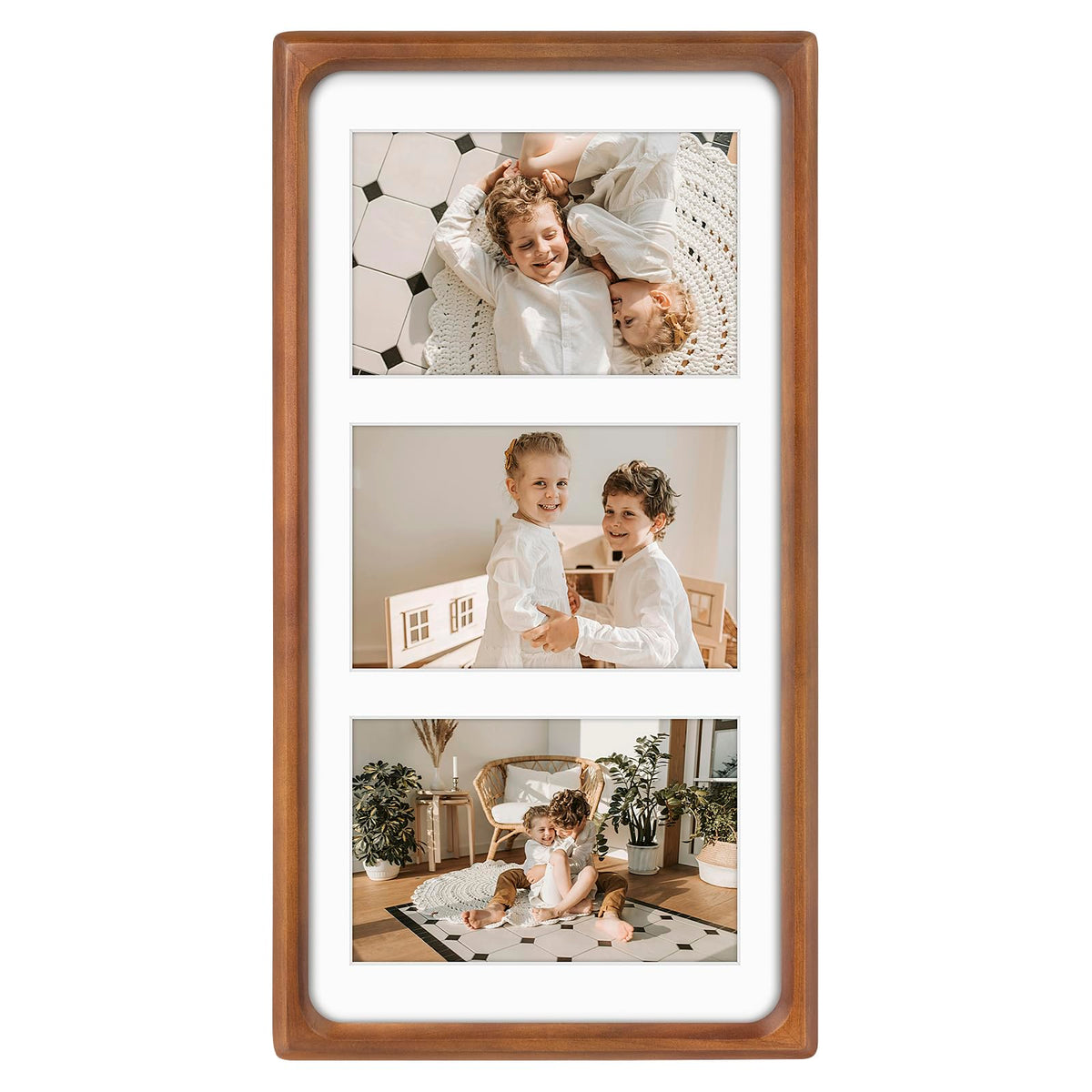 Golden State Art front view showing three-photo display and clean brown finish for elegant decor