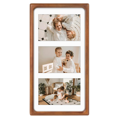 Golden State Art front view showing three-photo display and clean brown finish for elegant decor