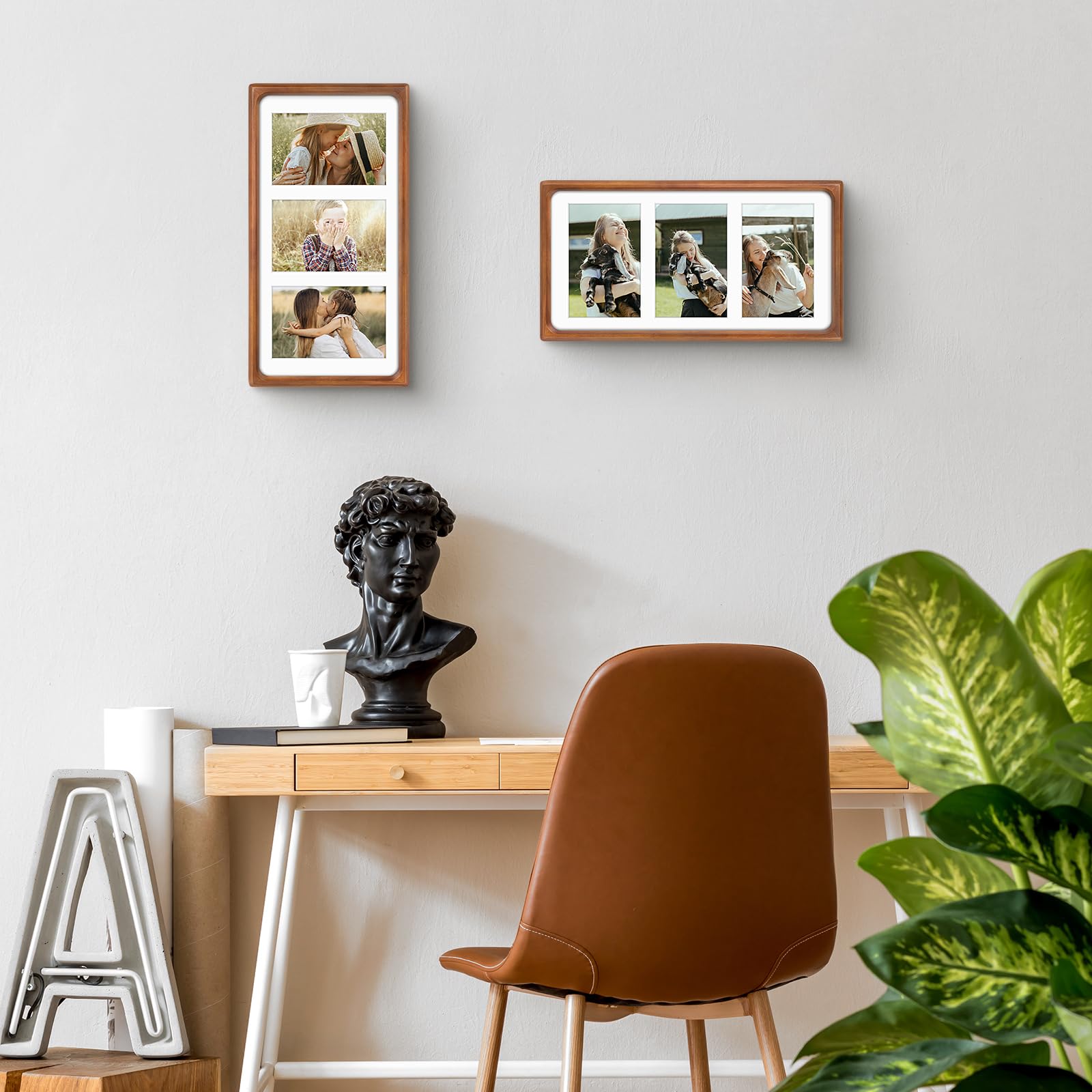 Golden State Art frame held in hand to show scale and compact size for tabletop placement