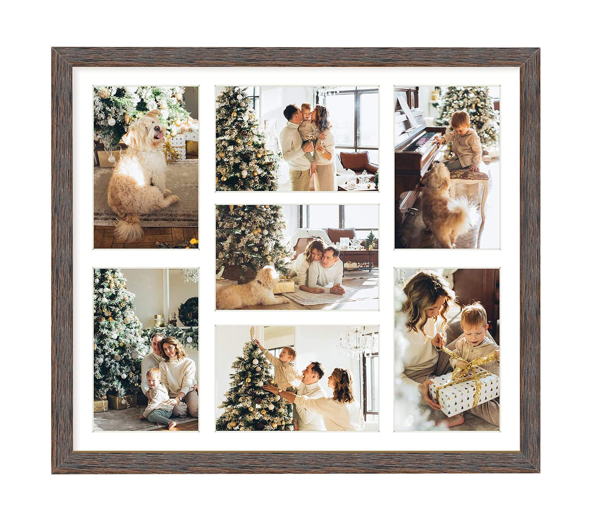 Golden State Art front view showing seven-photo layout and distressed brown frame for display