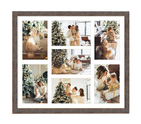Golden State Art front view showing seven-photo layout and distressed brown frame for display
