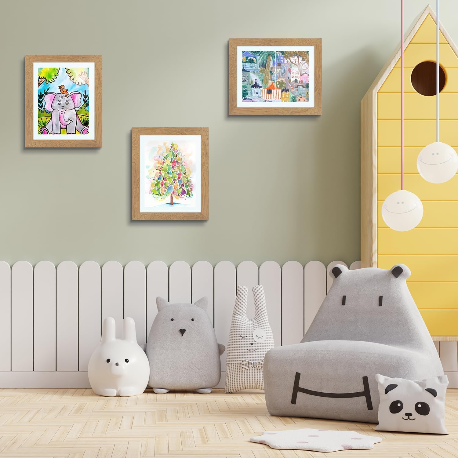 Golden State Art wall-mounted vertical display maximizing hallway or classroom space benefit