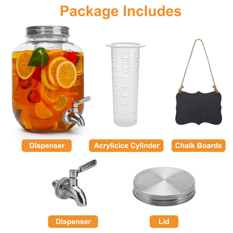 Goldfishwa dispenser on table for scale showing one-gallon capacity convenience
