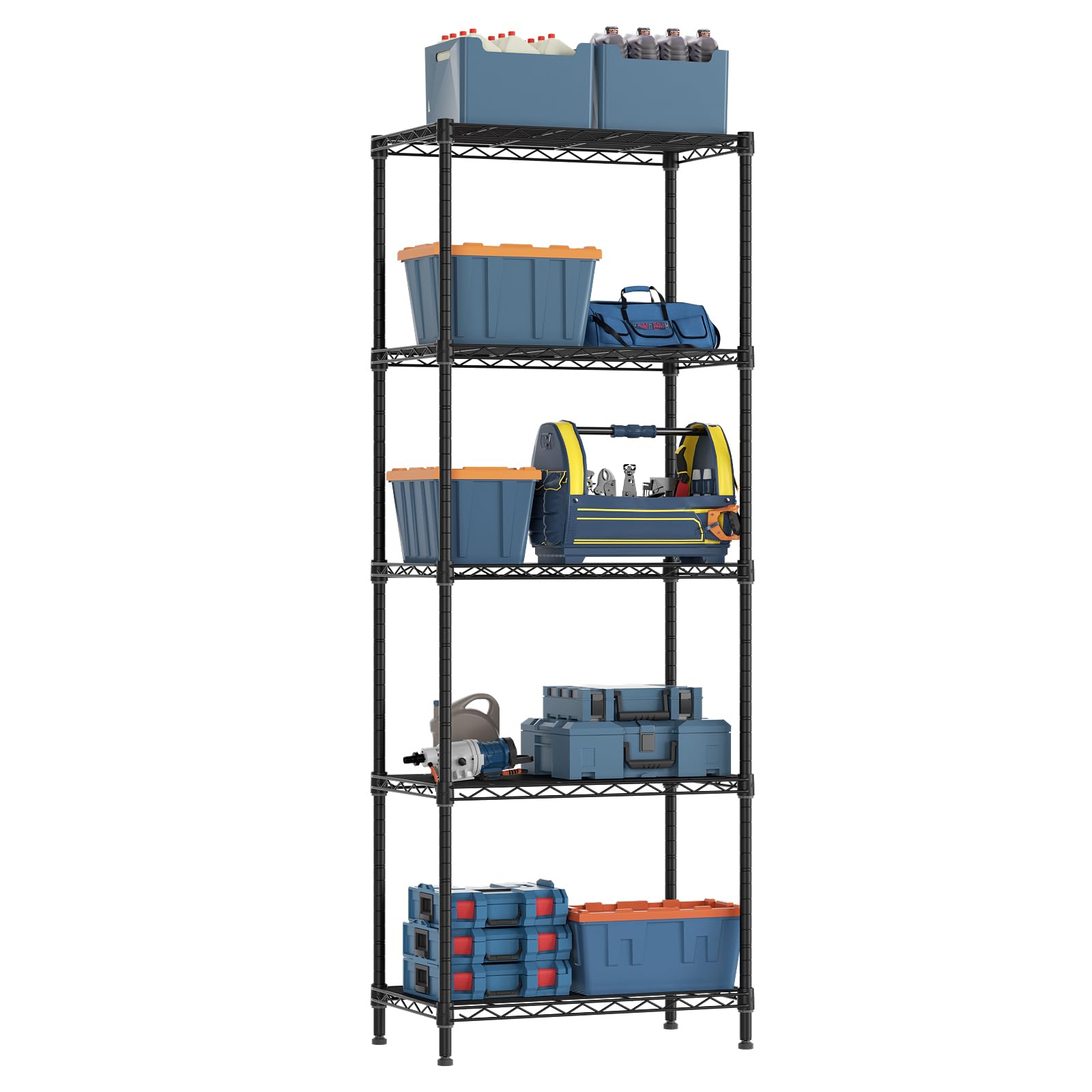 Golpart shelves stocked with storage bins for organized decluttering