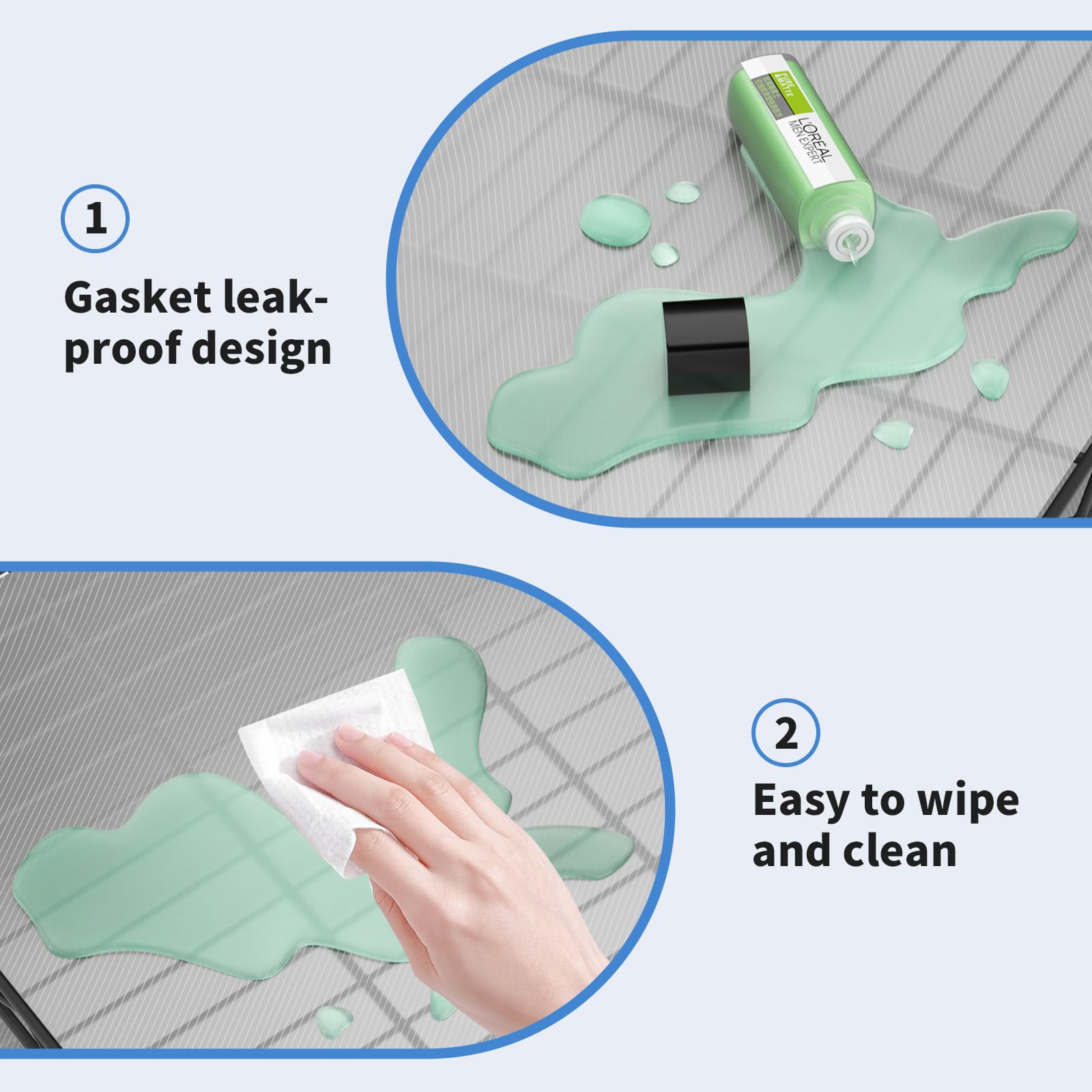 Golpart caster wheels and leveling feet closeup for easy repositioning