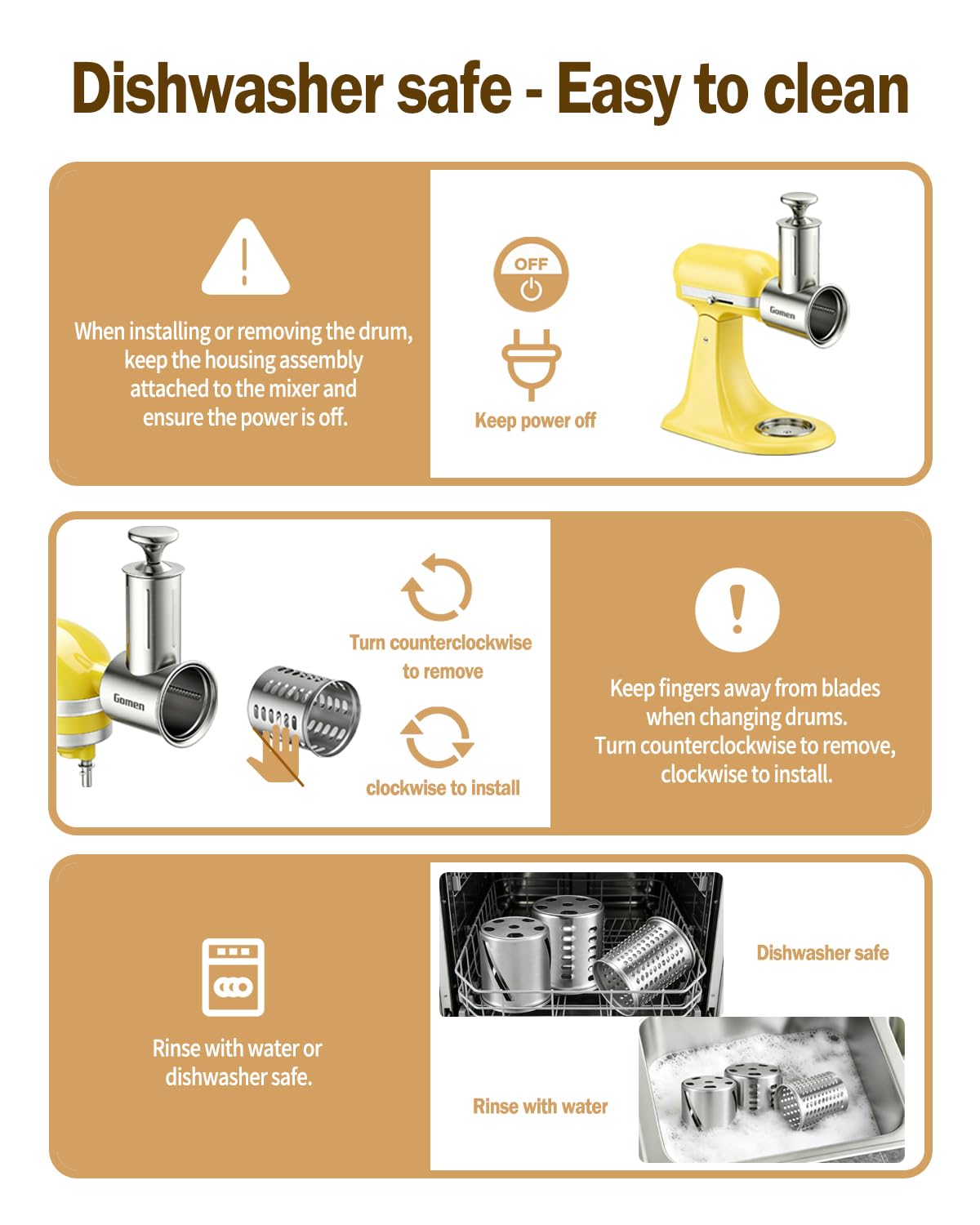 Gomen attachment on kitchen counter in use during meal prep showing everyday convenience benefit time-savings