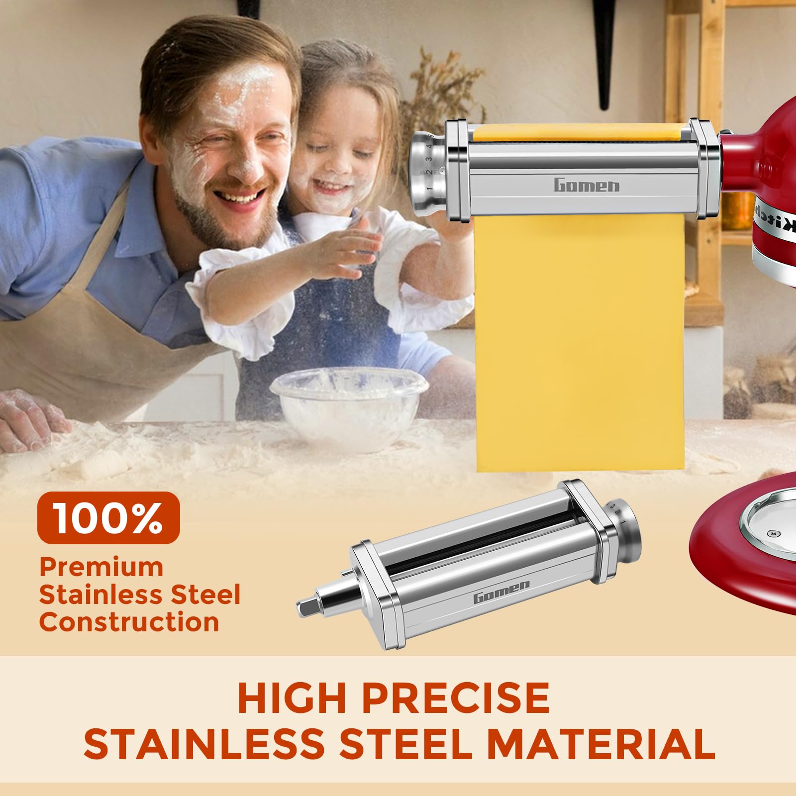 Gomen side-by-side with ruler showing scale for accurate thickness control and planning