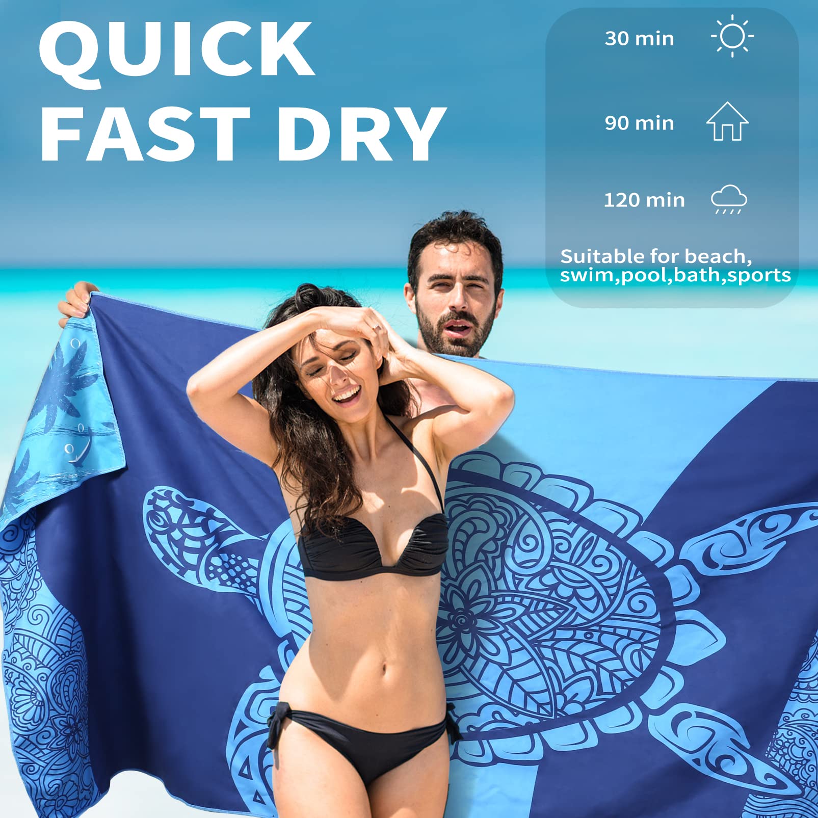 Gomust towel spread on beach demonstrating sand-free surface benefit