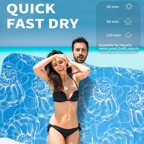 Gomust towel spread on beach showing full-size coverage for comfort