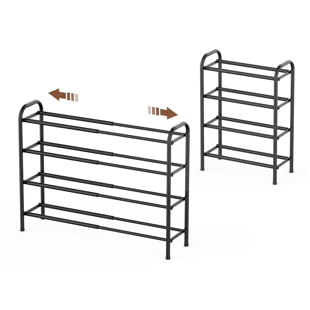 Gonfoam front view of 4-tier rack showing organized shoes and tidy entryway