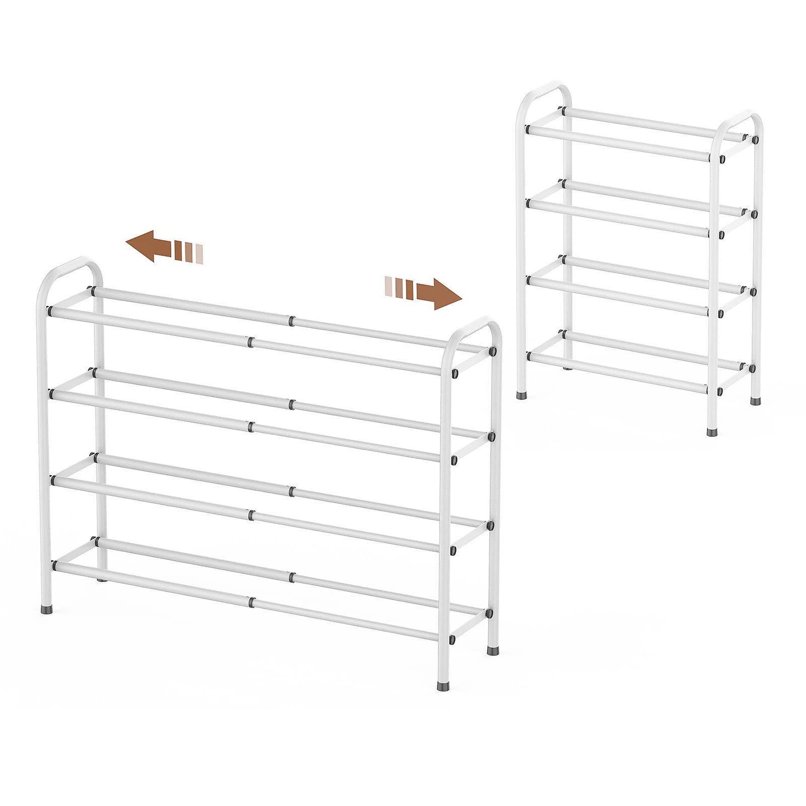 Gonfoam front view of white shoe rack showing tidy storage benefit
