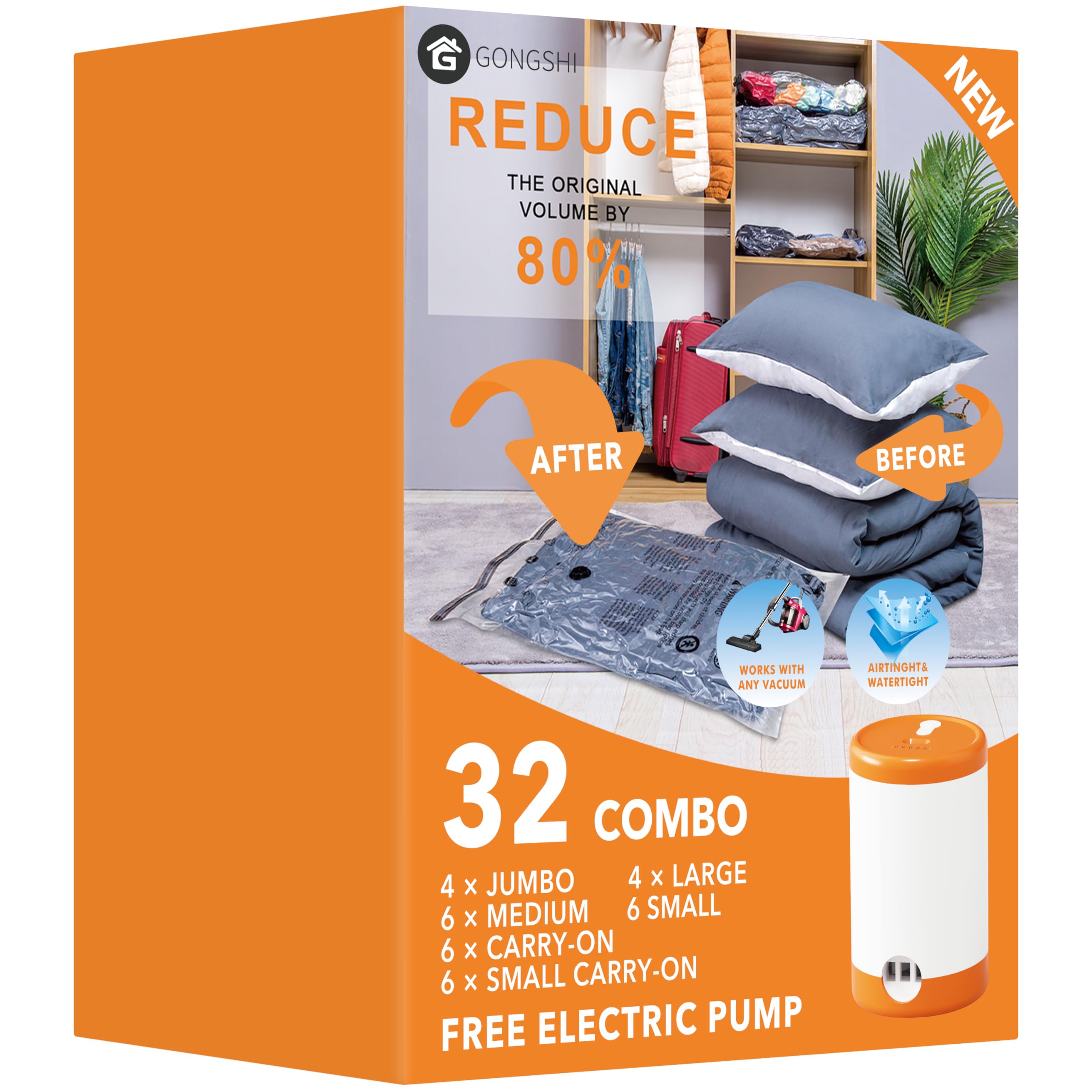 GONGSHI front packaging showing full 32-piece kit and pump benefits