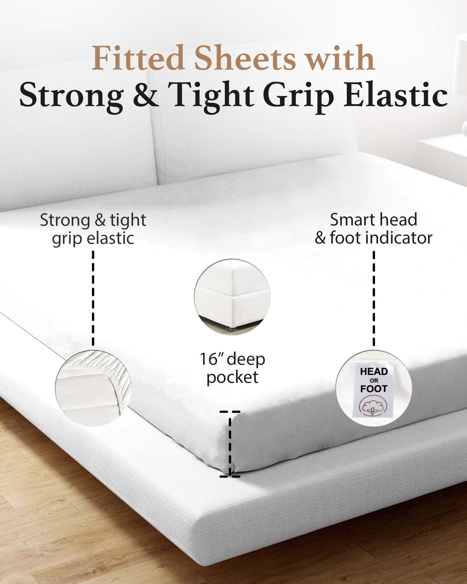 Good Sleep Bedding fitted sheet on mattress in bedroom showing neat tuck and polished appearance