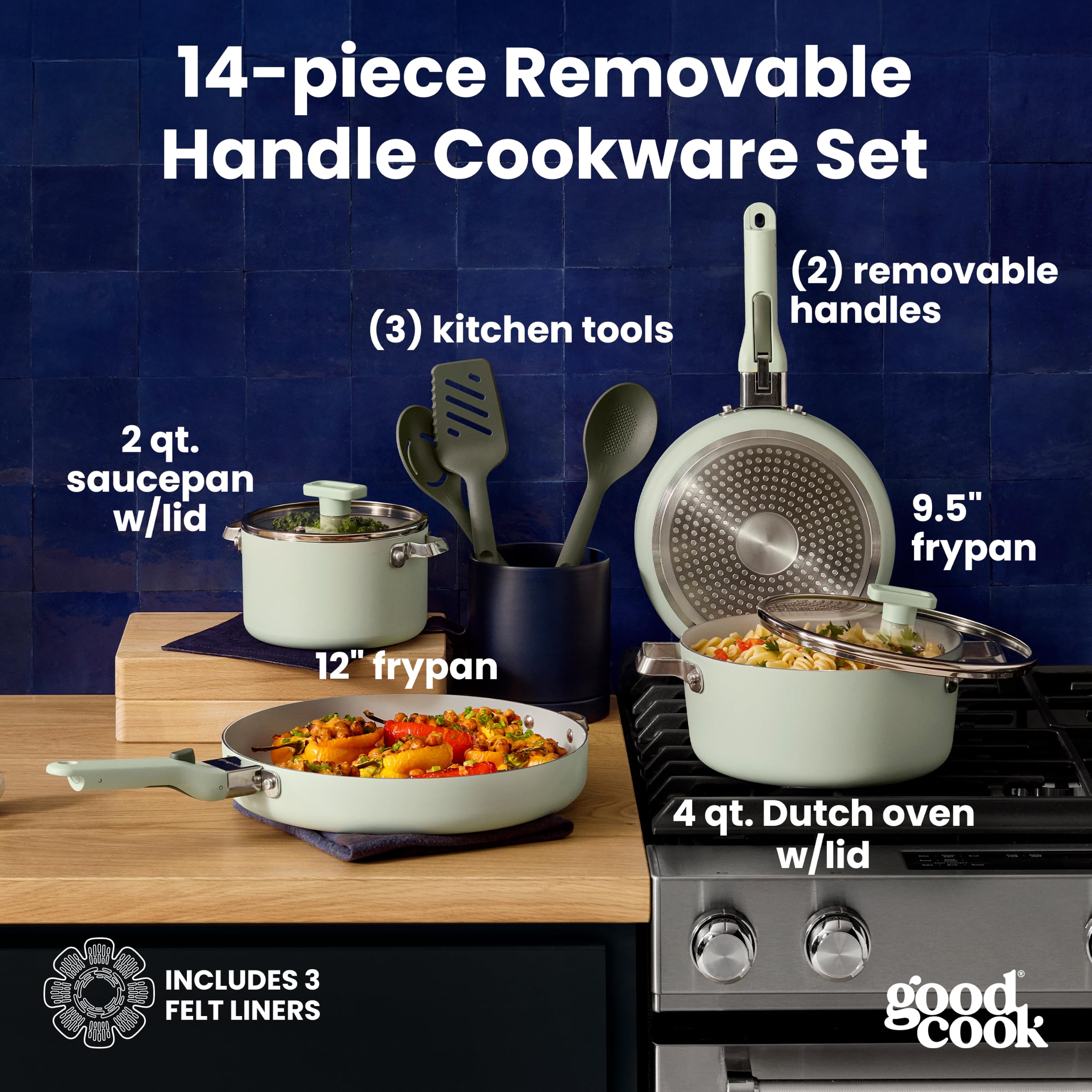 GoodCook Dutch oven with tempered glass lid close-up showing durable oven-ready construction
