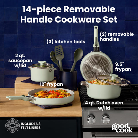 GoodCook Dutch oven with tempered glass lid close-up showing durable oven-ready construction