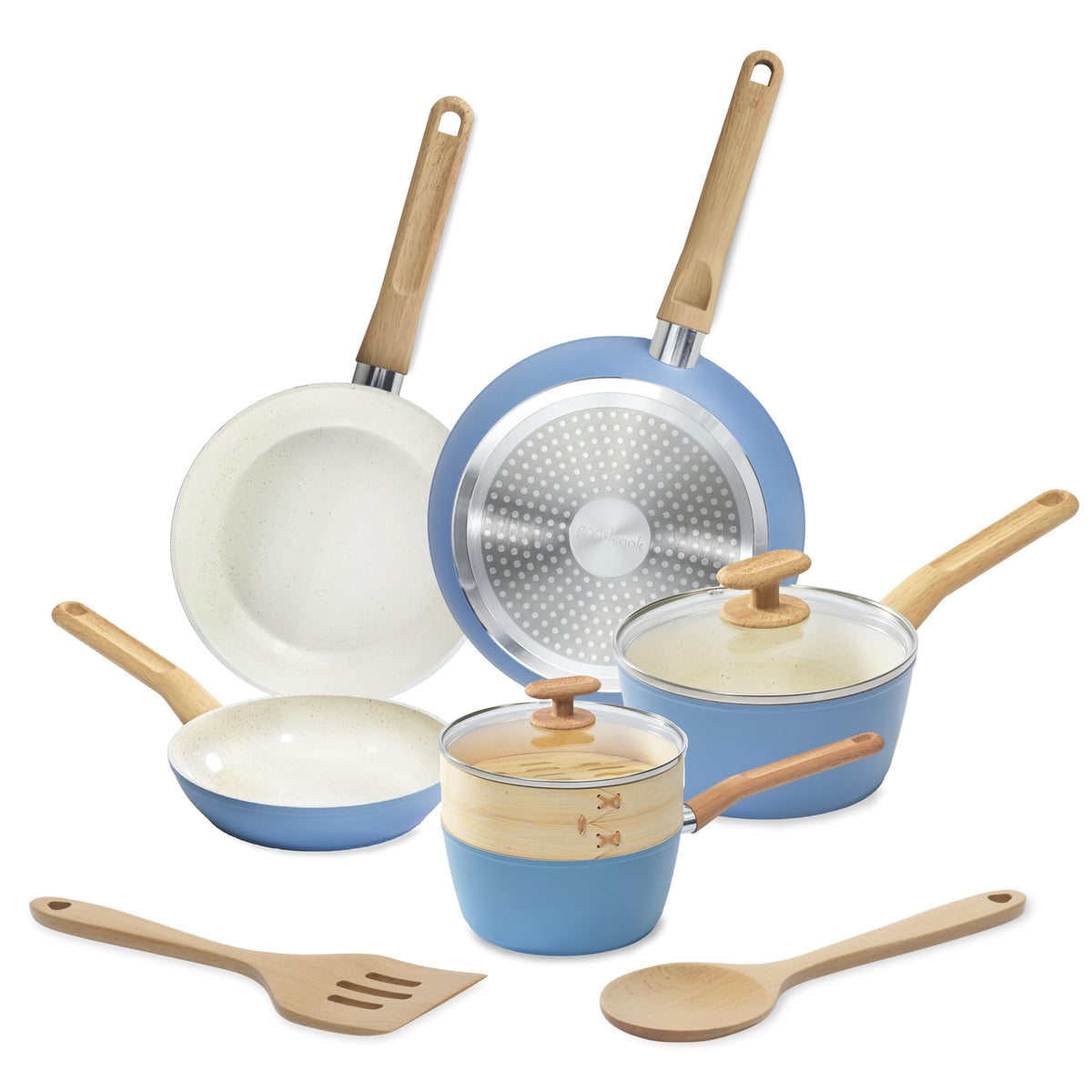 GoodCook full set front view showing light blue finish and included pieces for cohesive style