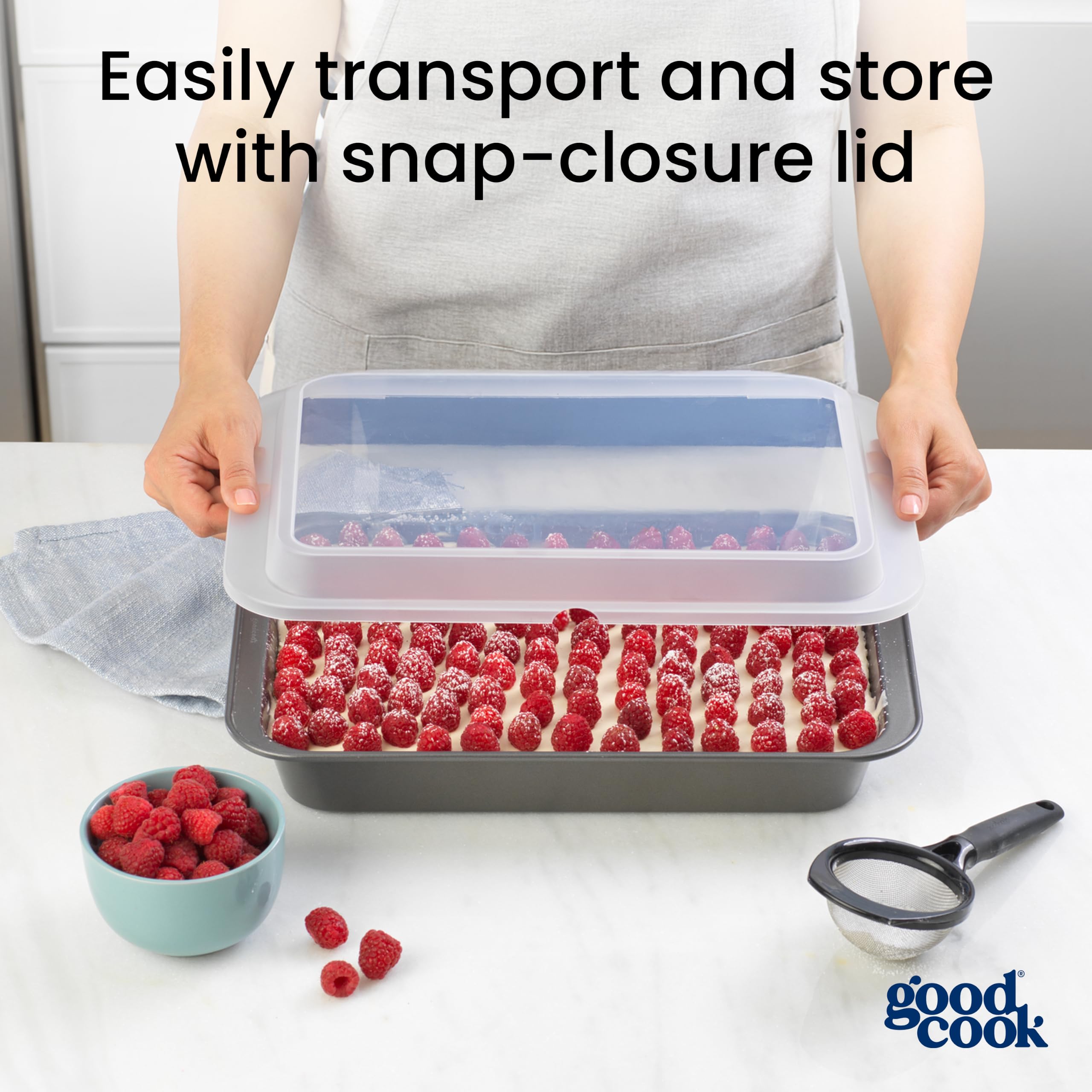 GoodCook lid attachment demo showing secure cover for safe transport and storage