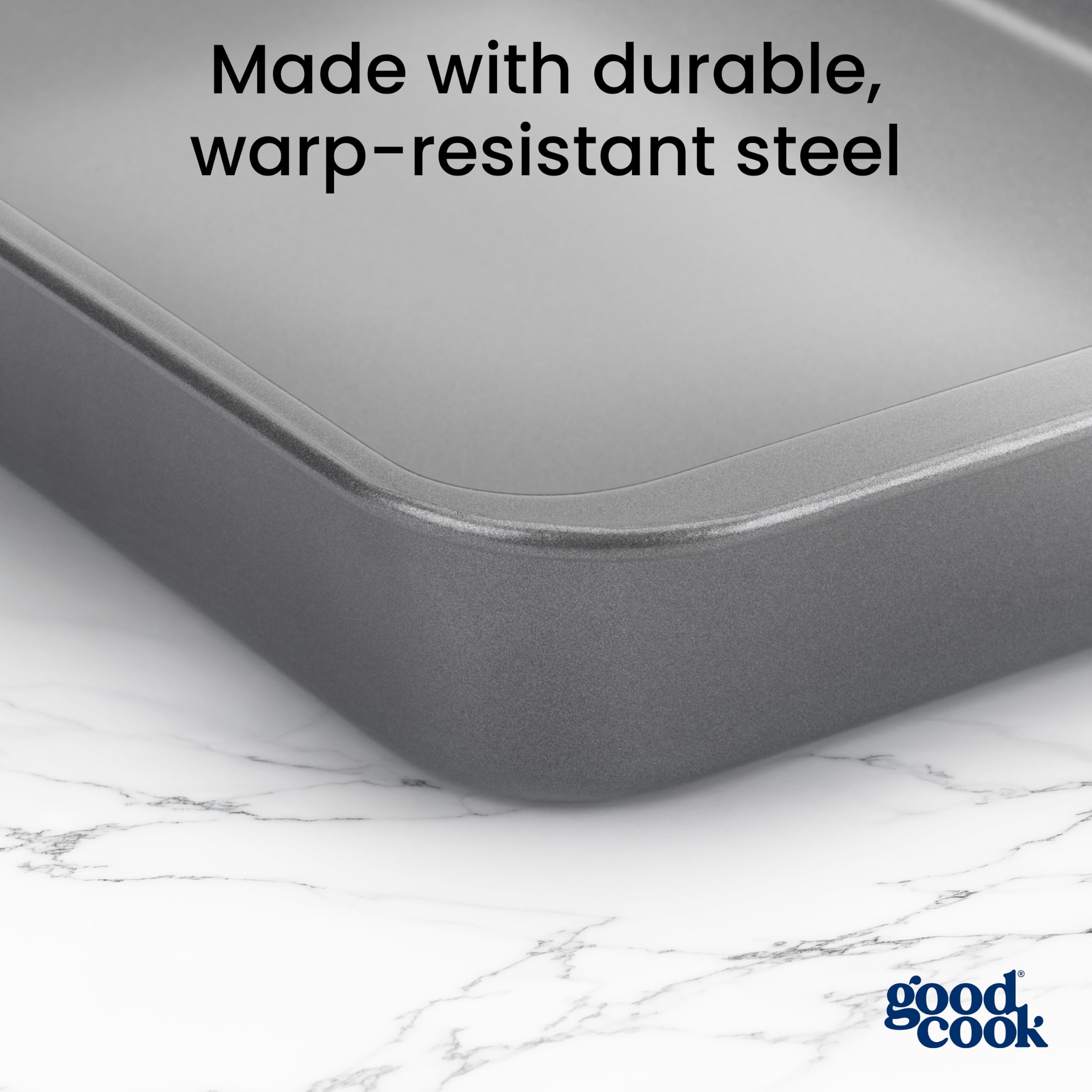 GoodCook side profile showing steel thickness that resists warping for long-lasting performance
