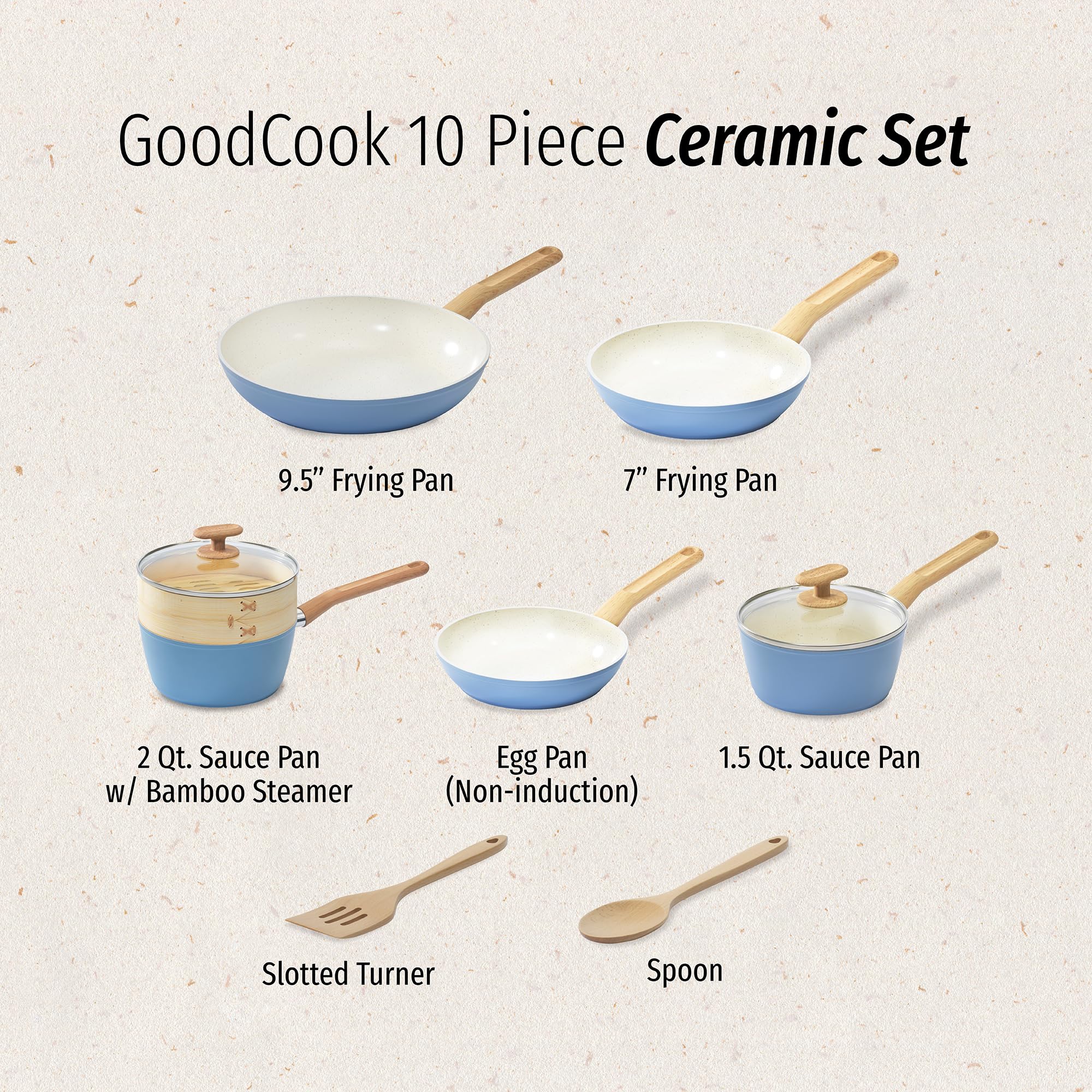 GoodCook wooden spoon and slotted turner with soft-touch handles for comfortable control