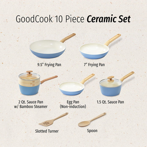 GoodCook wooden spoon and slotted turner with soft-touch handles for comfortable control
