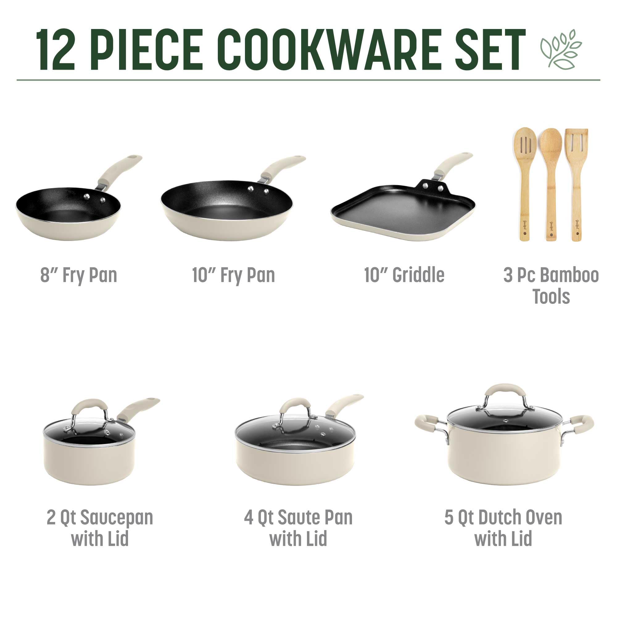 Goodful 10-inch fry pan top view demonstrating nonstick performance for easy cooking