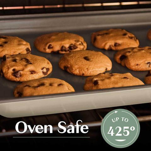 Goodful cookie sheet texture detail highlighting even heat and browning benefit