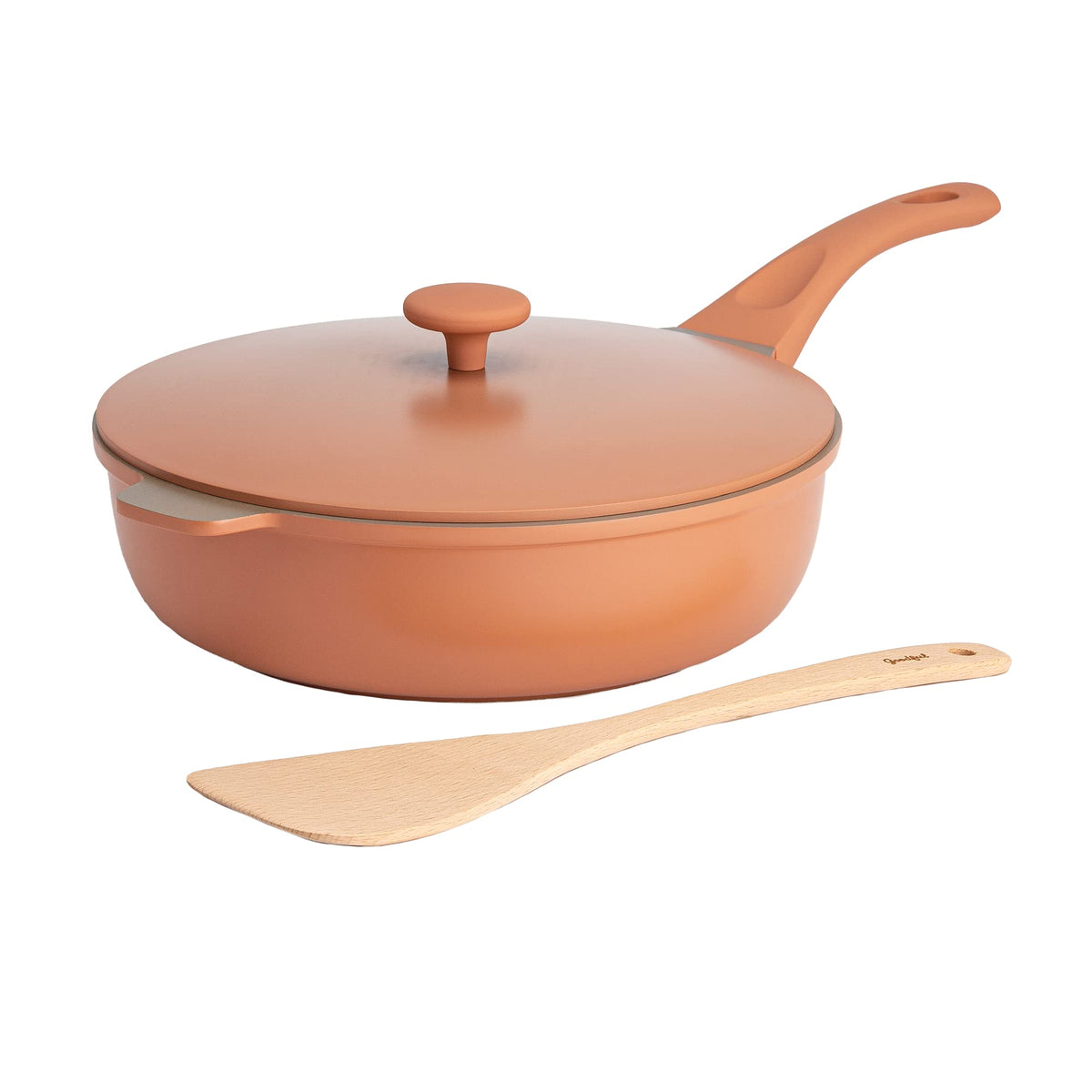 Goodful front view of terracotta all-in-one pan showing compact replacement benefit