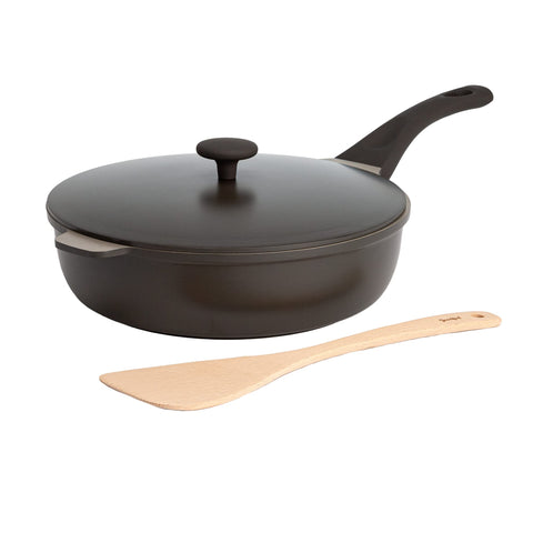 Goodful front view of graphite all‑in‑one pan showing sleek finish and space saving