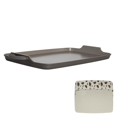Goodful griddle front view showing graphite finish and two-burner fit for even cooking