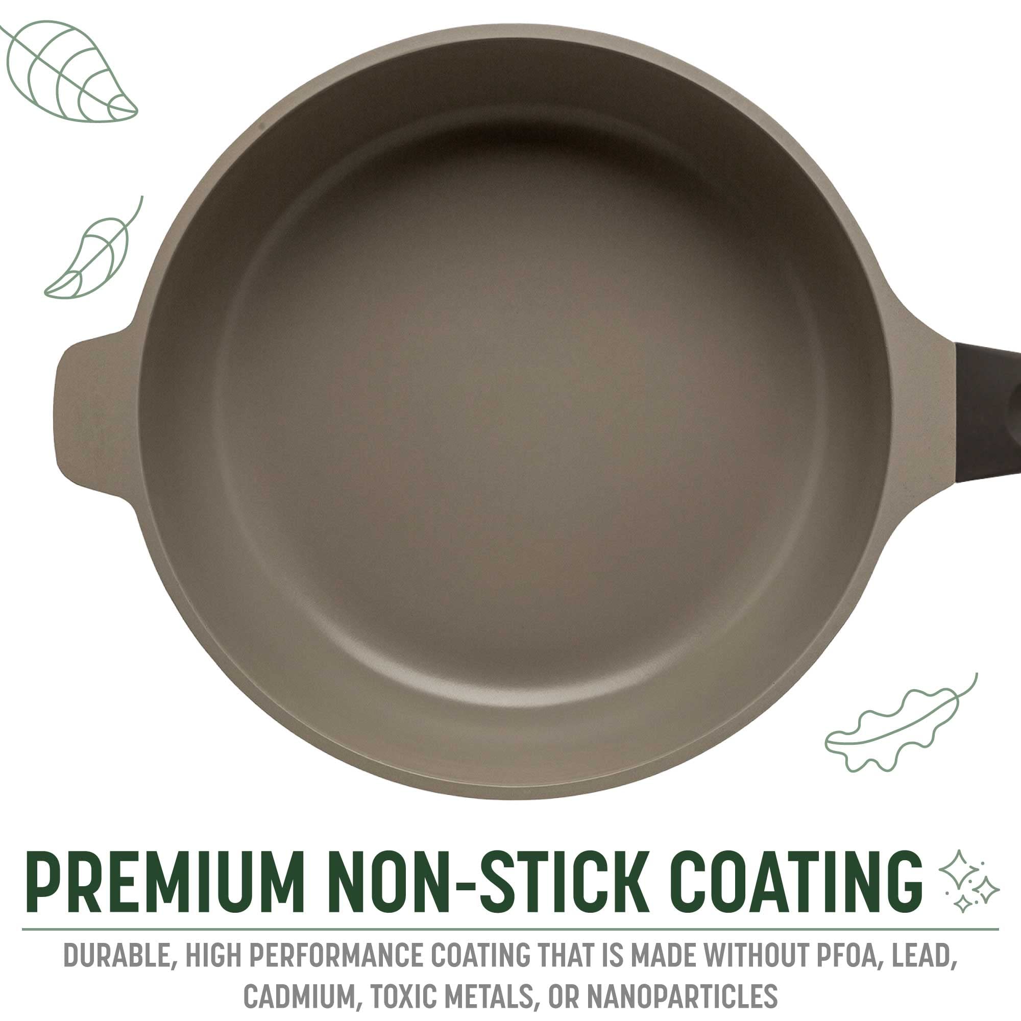 Goodful tempered glass lid detail showing sturdy handle and simmer visibility