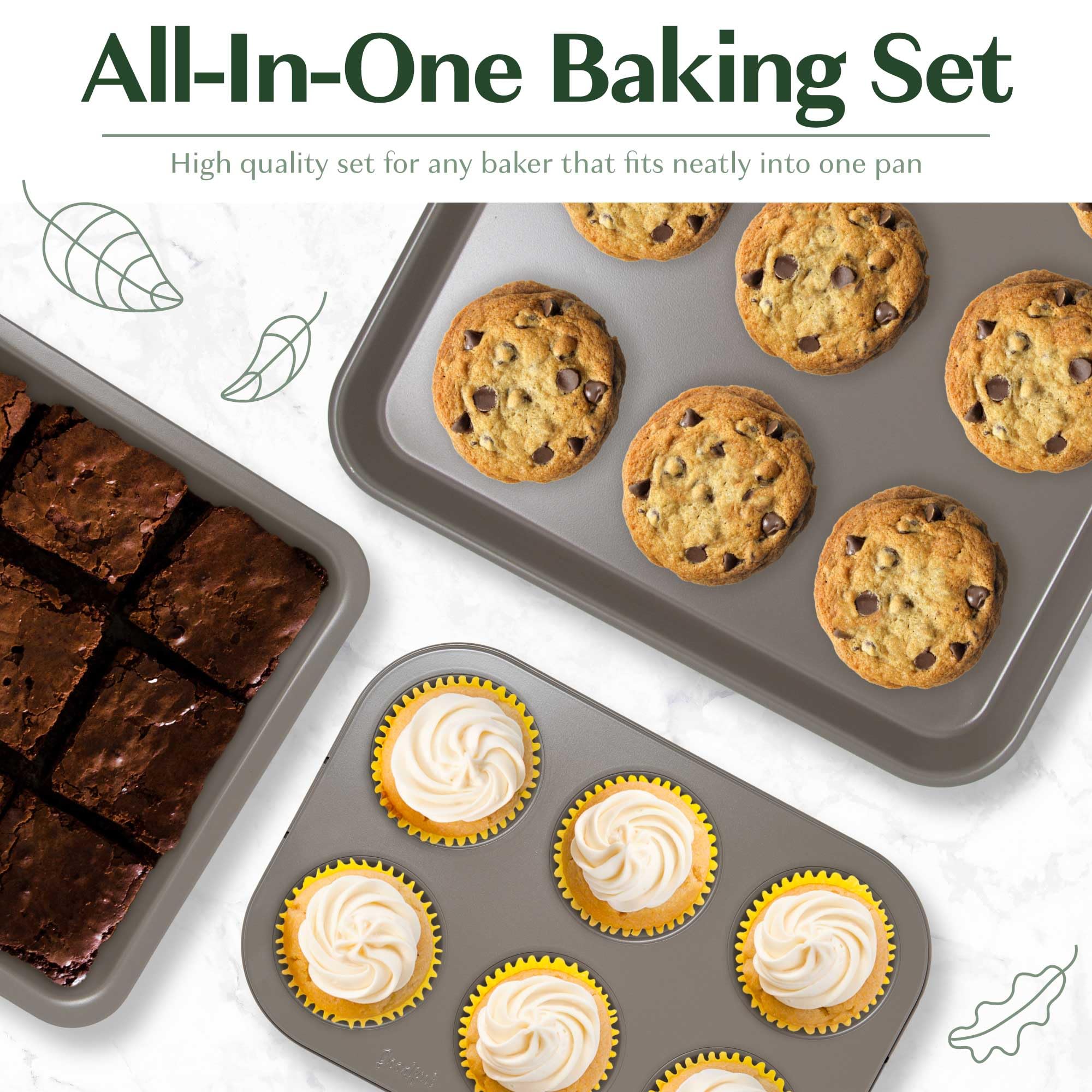 Goodful muffin pans filled with cupcakes to show even baking and portioning