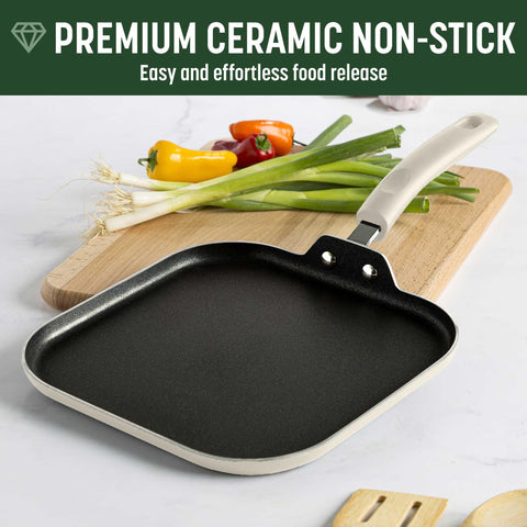 Goodful ceramic nonstick coating close-up highlighting effortless food release