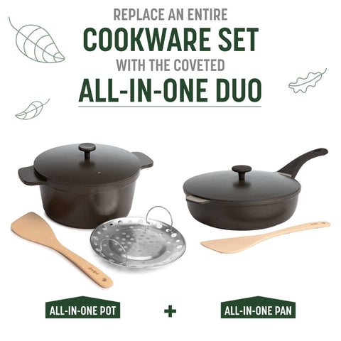 Goodful size comparison next to standard skillet showing compact multifunction design
