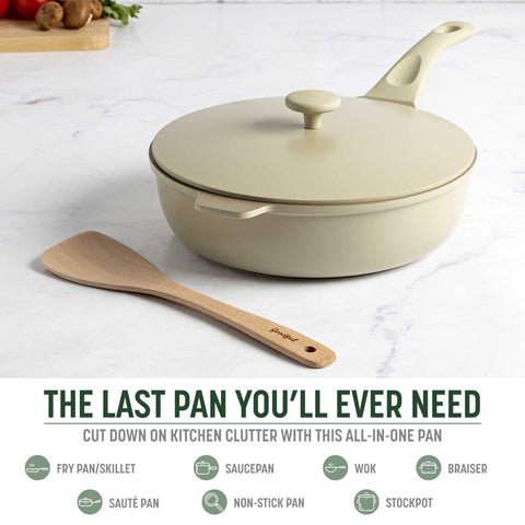 Goodful pan with fitted lid illustrating tight seal and even heat retention