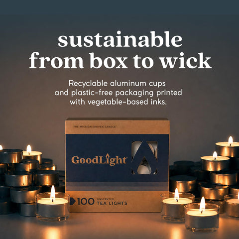 GoodLight tea light held next to hand showing size and portability