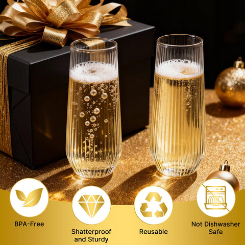 Goodluck flutes in use during a toast, elegant party presentation