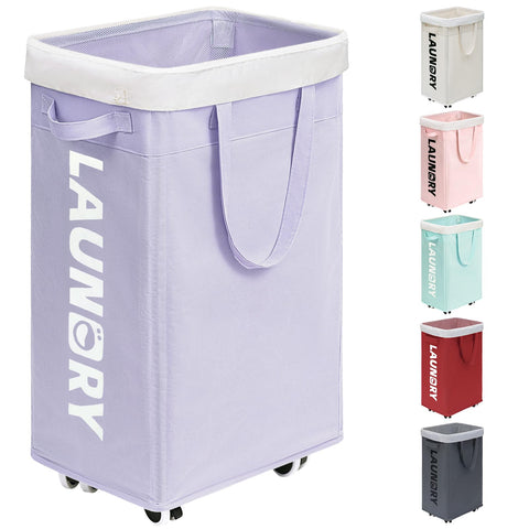 Goodpick front view of rolling laundry hamper shows large capacity and organized storage benefits