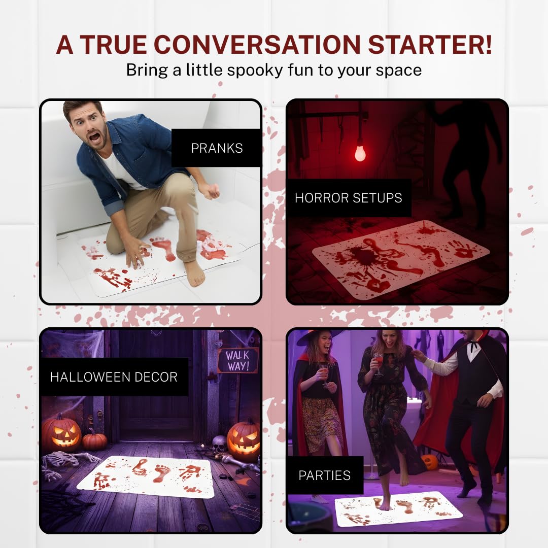 Goody Products styled bathroom scene with mat creating Halloween party atmosphere
