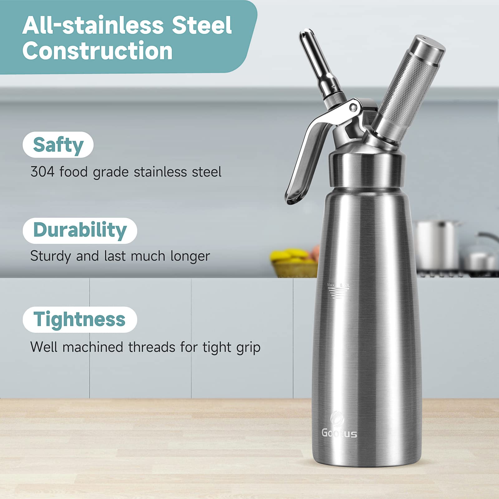 Gootus three stainless decorating nozzles and brush neatly arranged for quick setup