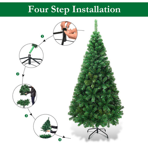 Goplus decorated tree in living room illustrating festive look and family-ready benefit