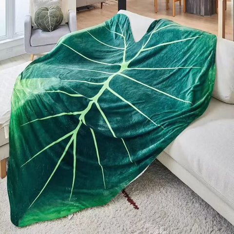 GOPQBBHYHA leaf blanket front view showing full shape and decorative greens for cozy decor