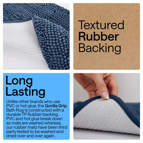 GORILLA GRIP textured TP rubber backing displayed for slip-resistance benefit