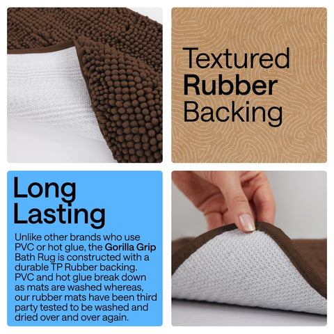 GORILLA GRIP textured TP rubber backing for non-slip stability