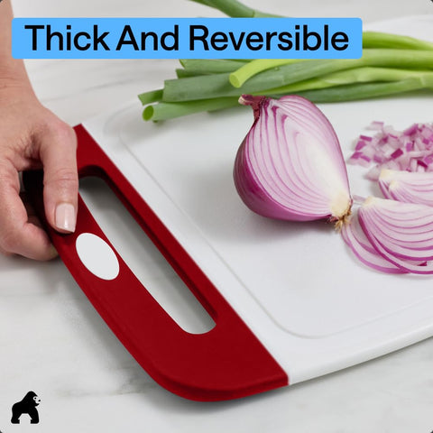 GORILLA GRIP chopping in action with vegetables showing secure grip benefit