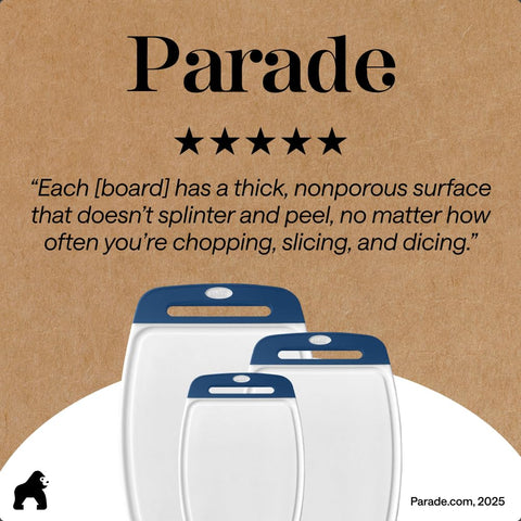 GORILLA GRIP boards inside dishwasher showing easy cleaning and sanitation